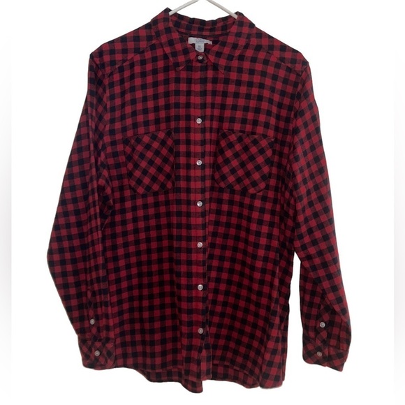 Croft & Barrow Plaid, long sleeve women’s shirt. Size XXL EUC- worn 1x - Picture 1 of 9